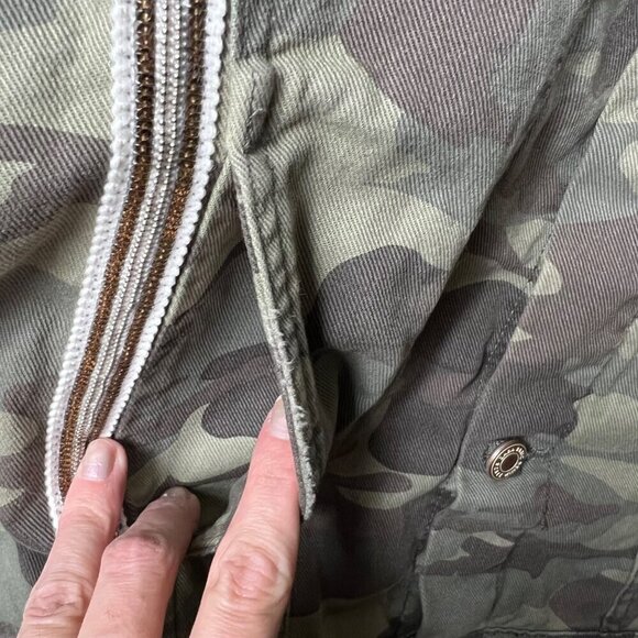 Zara denim camouflage embroidered sequin‎ button up jacket women’s size small - Picture 5 of 9